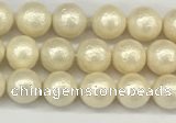 CSB2210 15.5 inches 4mm round wrinkled shell pearl beads wholesale