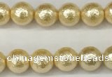 CSB2220 15.5 inches 4mm round wrinkled shell pearl beads wholesale