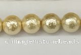 CSB2221 15.5 inches 6mm round wrinkled shell pearl beads wholesale