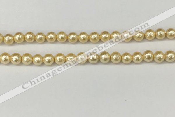 CSB2221 15.5 inches 6mm round wrinkled shell pearl beads wholesale