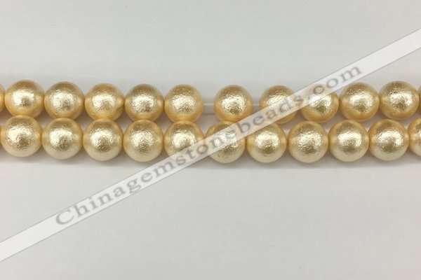 CSB2225 15.5 inches 14mm round wrinkled shell pearl beads wholesale