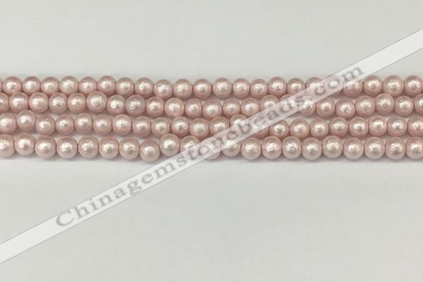 CSB2230 15.5 inches 4mm round wrinkled shell pearl beads wholesale