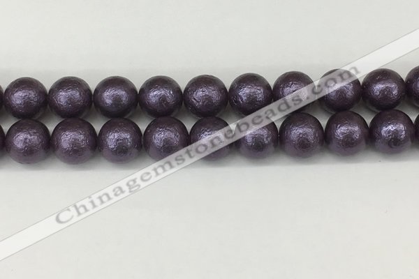 CSB2275 15.5 inches 14mm round wrinkled shell pearl beads wholesale