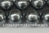 CSB2293 15.5 inches 10mm round wrinkled shell pearl beads wholesale