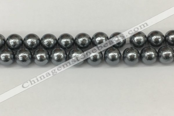 CSB2295 15.5 inches 14mm round wrinkled shell pearl beads wholesale