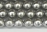 CSB2300 15.5 inches 4mm round wrinkled shell pearl beads wholesale