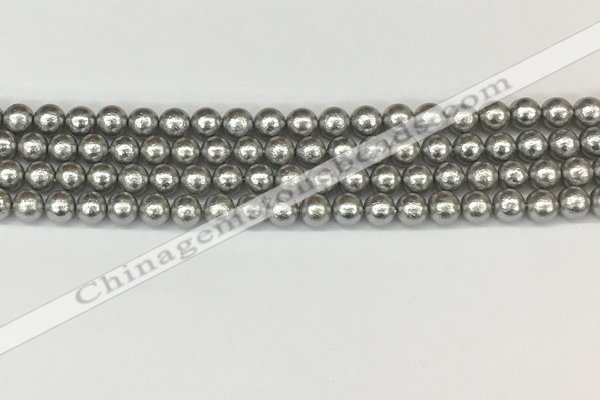 CSB2300 15.5 inches 4mm round wrinkled shell pearl beads wholesale