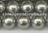 CSB2302 15.5 inches 8mm round wrinkled shell pearl beads wholesale