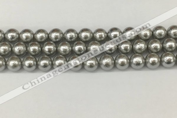 CSB2303 15.5 inches 10mm round wrinkled shell pearl beads wholesale