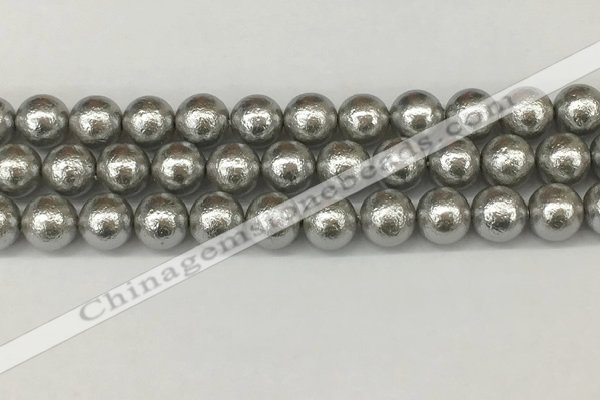 CSB2304 15.5 inches 12mm round wrinkled shell pearl beads wholesale