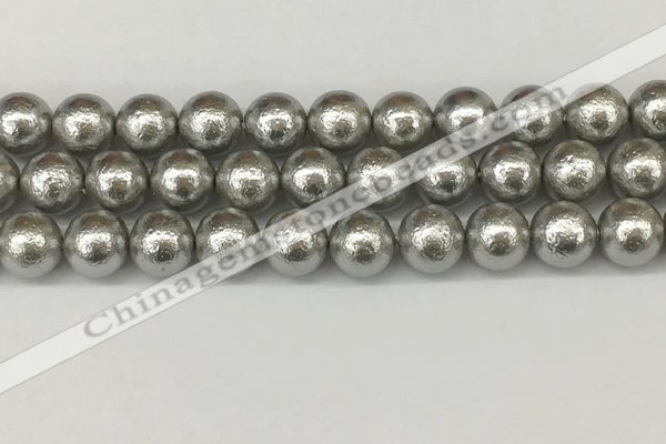 CSB2305 15.5 inches 14mm round wrinkled shell pearl beads wholesale