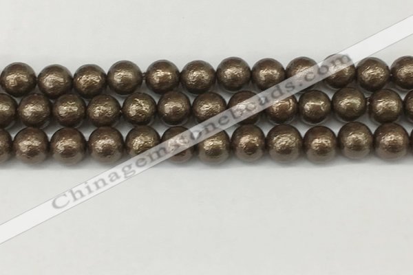 CSB2313 15.5 inches 10mm round wrinkled shell pearl beads wholesale