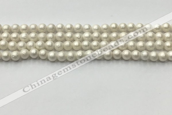 CSB2360 15.5 inches 4mm round matte wrinkled shell pearl beads