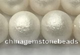 CSB2365 15.5 inches 14mm round matte wrinkled shell pearl beads