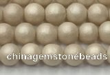 CSB2370 15.5 inches 4mm round matte wrinkled shell pearl beads