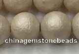 CSB2375 15.5 inches 14mm round matte wrinkled shell pearl beads