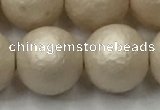 CSB2376 15.5 inches 16mm round matte wrinkled shell pearl beads