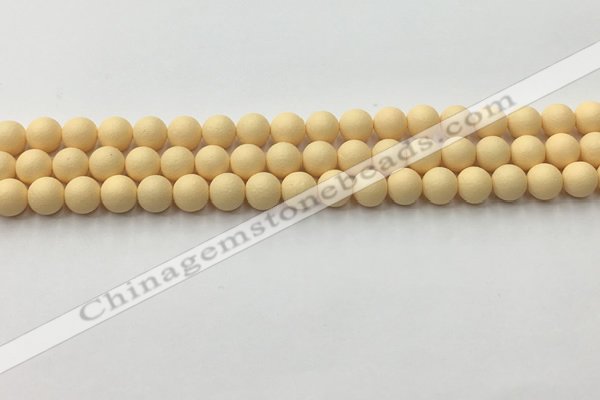 CSB2380 15.5 inches 4mm round matte wrinkled shell pearl beads