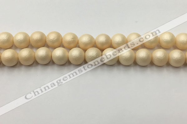 CSB2394 15.5 inches 12mm round matte wrinkled shell pearl beads