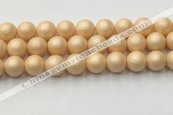 CSB2406 15.5 inches 16mm round matte wrinkled shell pearl beads