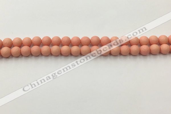 CSB2420 15.5 inches 4mm round matte wrinkled shell pearl beads