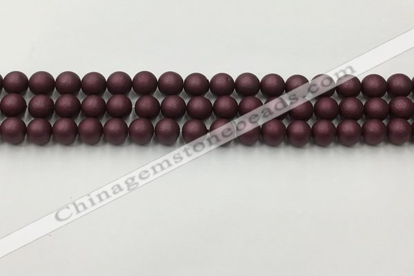 CSB2450 15.5 inches 4mm round matte wrinkled shell pearl beads