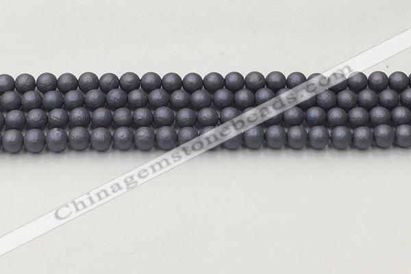 CSB2480 15.5 inches 4mm round matte wrinkled shell pearl beads