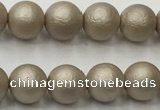 CSB2500 15.5 inches 4mm round matte wrinkled shell pearl beads