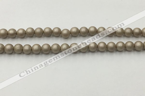 CSB2500 15.5 inches 4mm round matte wrinkled shell pearl beads