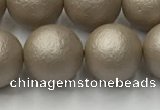 CSB2505 15.5 inches 14mm round matte wrinkled shell pearl beads