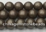 CSB2510 15.5 inches 4mm round matte wrinkled shell pearl beads