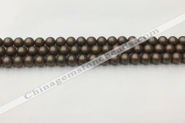 CSB2510 15.5 inches 4mm round matte wrinkled shell pearl beads