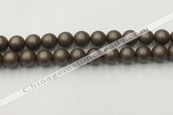 CSB2515 15.5 inches 14mm round matte wrinkled shell pearl beads