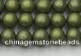 CSB2520 15.5 inches 4mm round matte wrinkled shell pearl beads