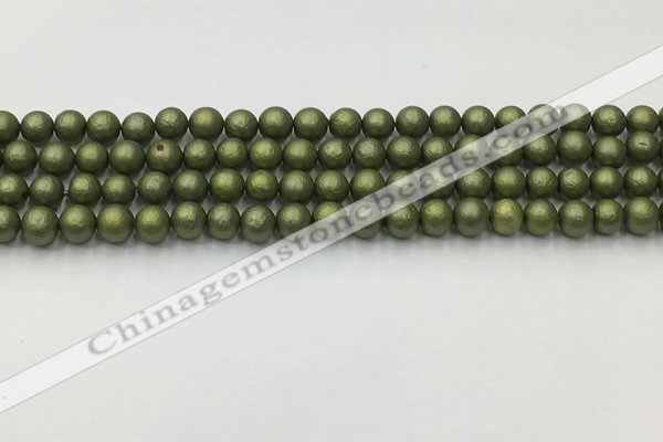 CSB2520 15.5 inches 4mm round matte wrinkled shell pearl beads