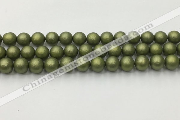 CSB2523 15.5 inches 10mm round matte wrinkled shell pearl beads