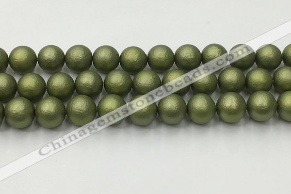 CSB2525 15.5 inches 14mm round matte wrinkled shell pearl beads