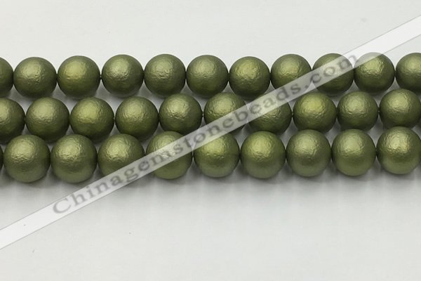 CSB2526 15.5 inches 16mm round matte wrinkled shell pearl beads