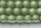 CSB2530 15.5 inches 4mm round matte wrinkled shell pearl beads