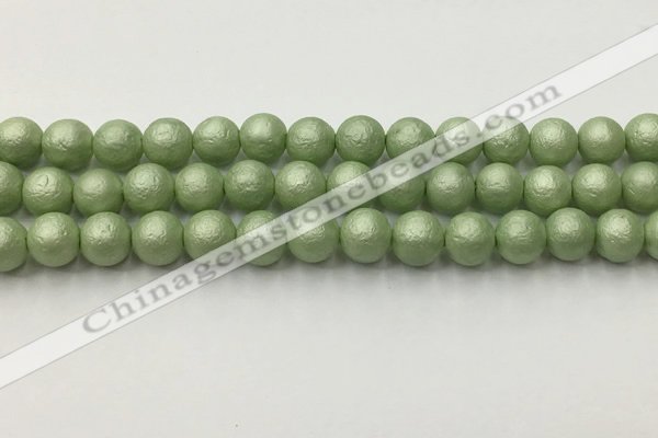 CSB2533 15.5 inches 10mm round matte wrinkled shell pearl beads