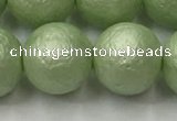 CSB2536 15.5 inches 16mm round matte wrinkled shell pearl beads