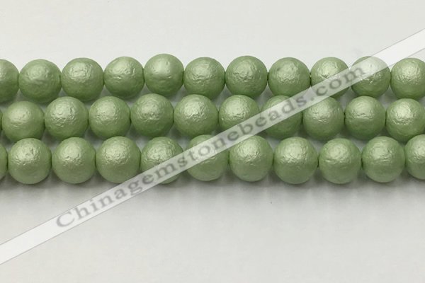 CSB2536 15.5 inches 16mm round matte wrinkled shell pearl beads
