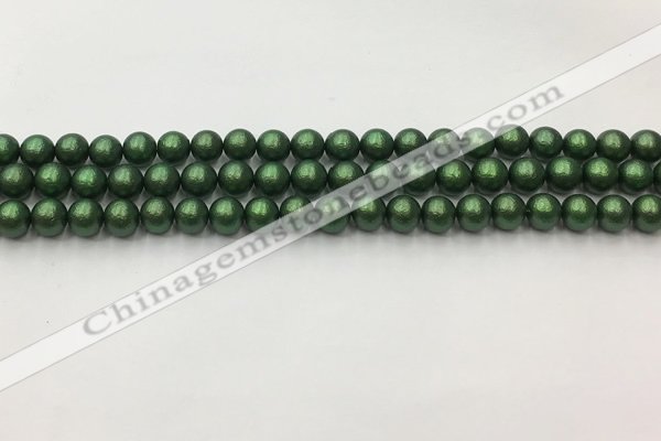 CSB2540 15.5 inches 4mm round matte wrinkled shell pearl beads