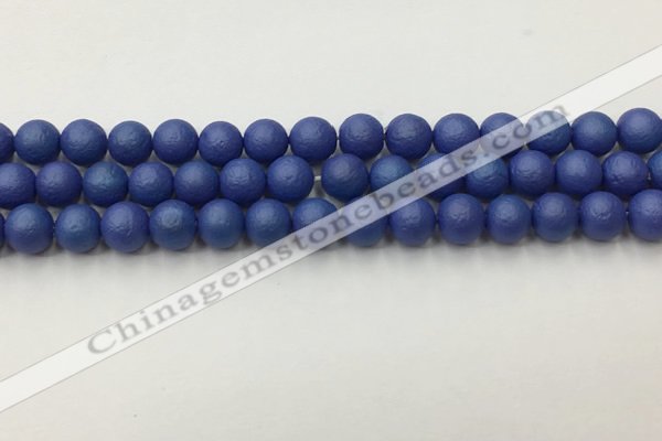 CSB2572 15.5 inches 8mm round matte wrinkled shell pearl beads