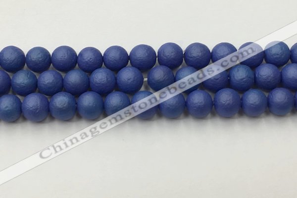 CSB2574 15.5 inches 12mm round matte wrinkled shell pearl beads