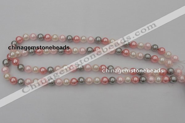 CSB303 15.5 inches 8mm round mixed color shell pearl beads