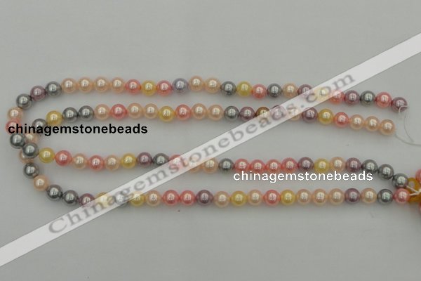 CSB304 15.5 inches 8mm round mixed color shell pearl beads