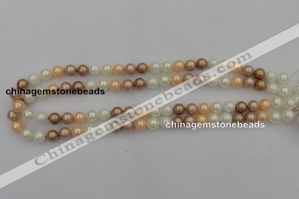 CSB308 15.5 inches 8mm round mixed color shell pearl beads