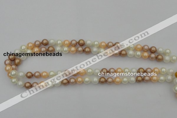 CSB311 15.5 inches 8mm round mixed color shell pearl beads