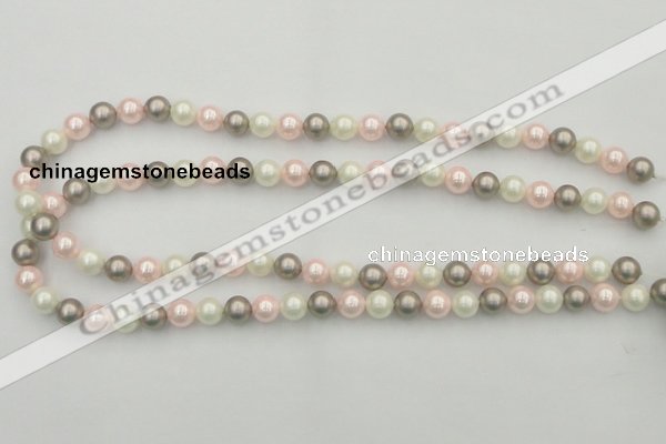 CSB313 15.5 inches 8mm round mixed color shell pearl beads